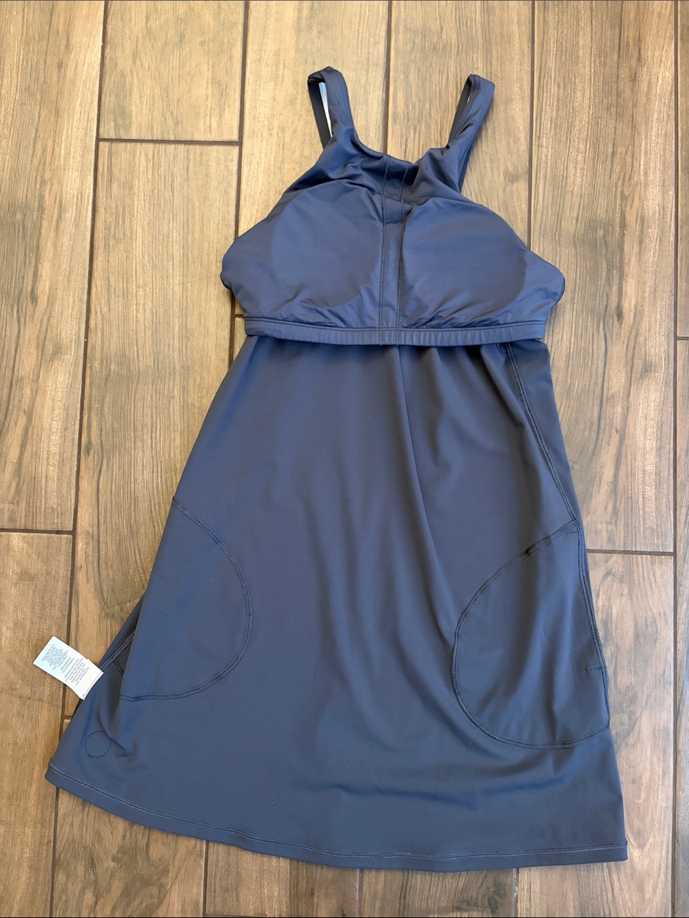 NWT Vuori Volley dress in azure blue featuring white trim and a built in bra - Picture 8 of 9